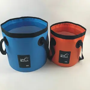 2-Piece collapsible bucket, camping water storage container, portable folding wash basin for travel, hiking, fishing, boating, and gardening, camping gear, camping equipment (3.17 gallons + 5.28 gallons)