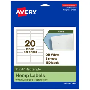 Avery Hemp Paper Labels, 1" x 4" Rectangle