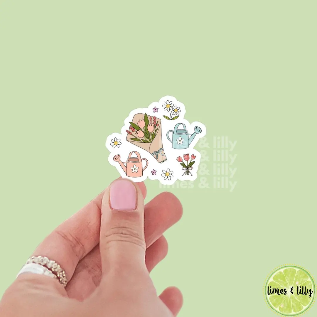Spring Time Floral Tulips Bouquet Vinyl Sticker