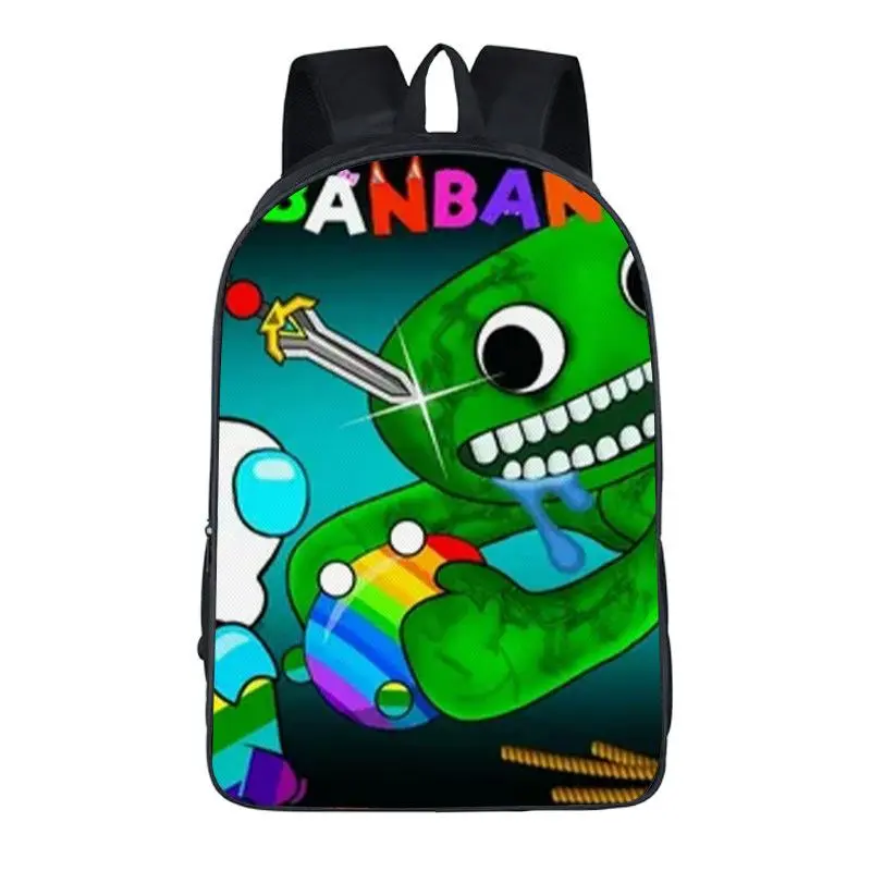 Vibrant Cartoon Monster Game Backpack Combination Smooth Matte Surface Multi Compartment Internal Layout Reinforced Stitched Seams Ideal For Primary School Boys Daily Learning