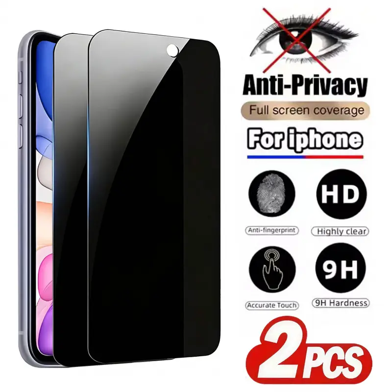 Two-Pack for iphone Privacy Screen Protector.Compatible with for iphone 18 Pro Max/18 Pro/17 Pro Max/17 Pro/17/16/15/14/13/12/11 Pro Max/17 Air/14/15/16 Plus/13/12/11/XS Max/XS/XR/X Tempered Glass 9H Full-Screen Protective Film
