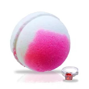 Raspberry Rush Ring Bath Bomb by Soapie Shoppe Turns water pink!