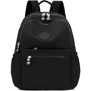 Mini Nylon Women Backpacks,11L Small Ladies backpacks Casual Lightweight Women Shopping Travel Daypack (Black)
