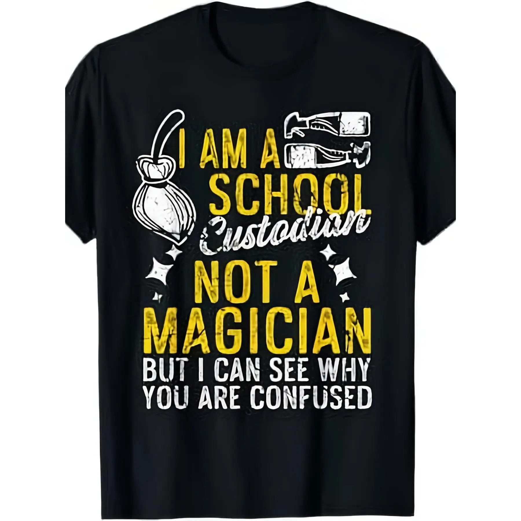 [100% Cotton] 100% Cotton School Custodian Appreciation T-Shirt for Men |   220gsm Pure Retro Custodial Staff Shirt, Year-Round Fit for Janitors, Cleaning Staff Gifts, Machine Washable Casual Apparel, Crew Neck, Regular Fit, Flared Hem