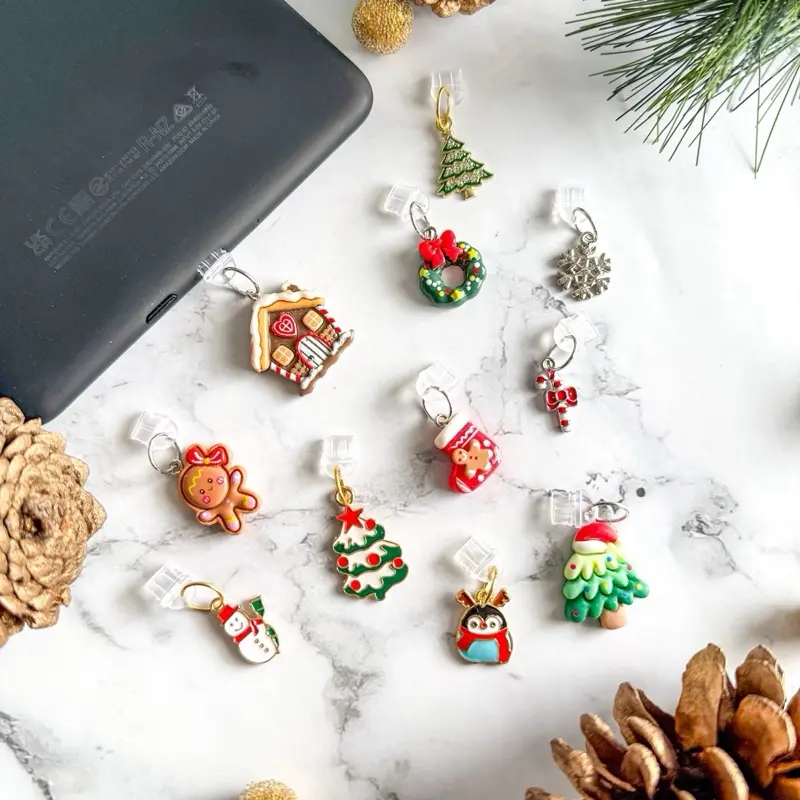 Christmas Kindle Charms | USB-C Dust Plug, Assorted Charms with Colorful Designs and Unique Shapes, Perfect for Book Lovers