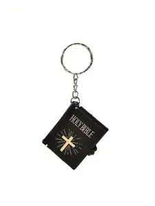Mini Holy Bible Religious Keychain, Mini Bible Keychain for Men, Mini Book for Decoration, Ideal Choice for Gifts, Gothic Cross Keychain