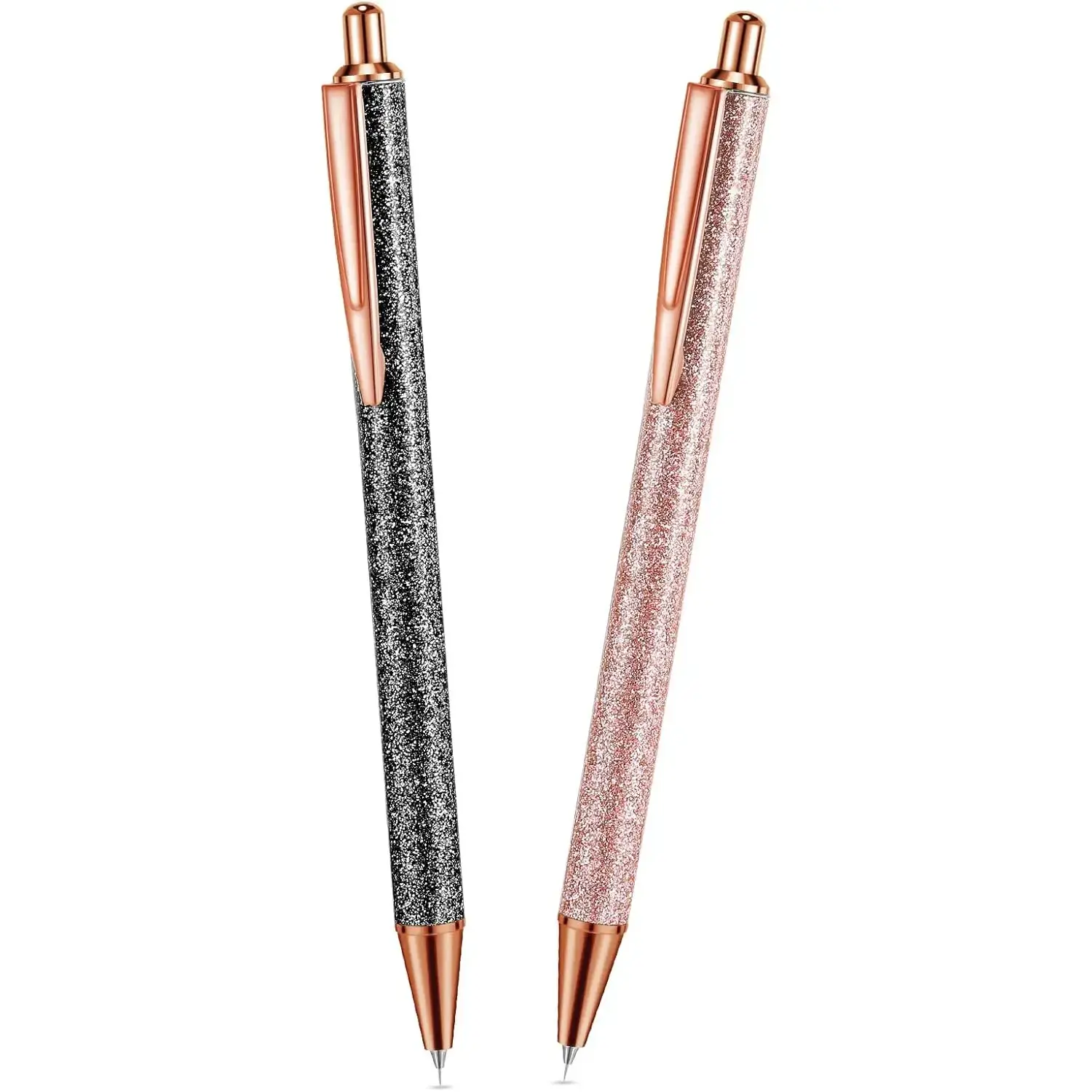 Office Stationery 2-Piece Multifunctional Stationery Weeding Pen Set - Fine-Point Glitter Metal, Retractable Craft Tool for DIY Vinyl Weeding, Car Puncturing Installation (Black, Gold)