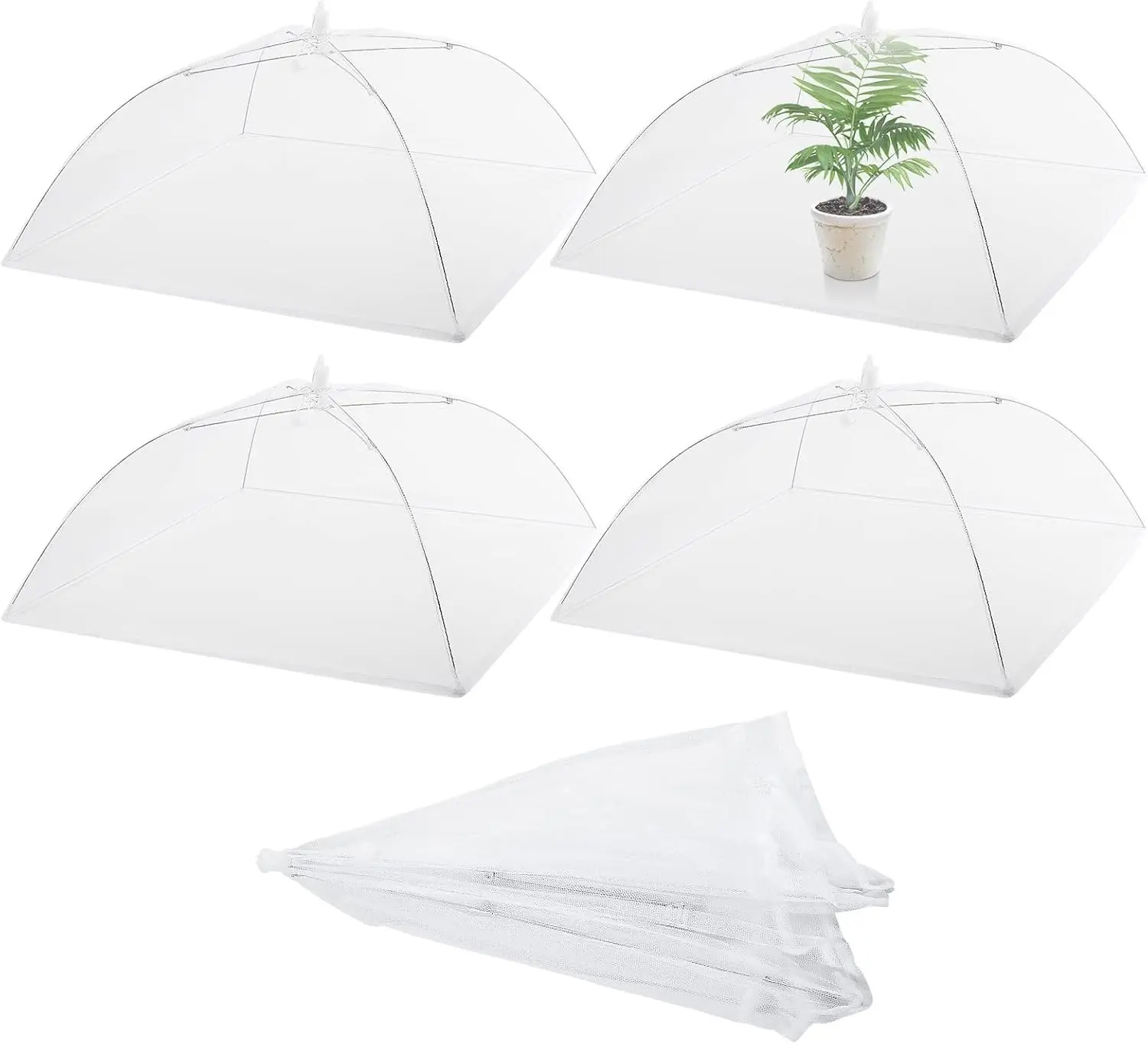 4 Pack Mesh Plant Cover Reusable Screen Cloche Dome Plant Protector Tent Collapsible Umbrella for Outdoor Garden Greenhouse Vegetable Flowers Strawberry from Animals(17 x 17 Inch,White)