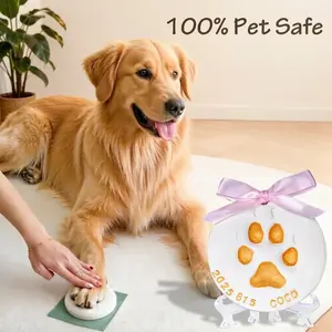 Dog Paw Print Kit Keepsake Makes 2, Clay Paw Print Kit for Dogs Cats, Pet Paw Print Impression Kit, Paw Print Ornament with Name Stamps
