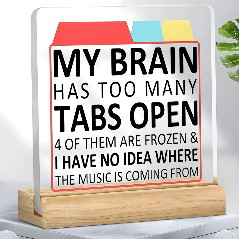Funny ADHD Desk Plaque, Acrylic Signage Plaque, Decorative Plaque, Humorous Gift for Coworker or Friend, Home & Office Decor, Desk Decorations, Acrylic Desktop Decoration, Home Decor, Desk Signs Ornament
