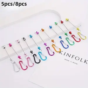Creative DIY Keychains Set, Compact Design D-Shaped Rings Interlocking, Perfect for DIY Beaded Key Chains, Casual Style Accessories