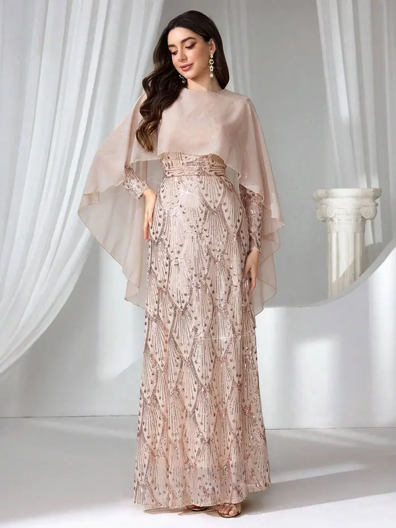 Embellished Long Sleeve Evening Gown - TikTok Shop