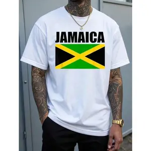 100% Cotton Jamaican Flag, Love Jamaica T-Shirt Vintage Shirts Graphic Tees Men Camisas Para Hombre Funny Shirts Printed & Shipped In USA