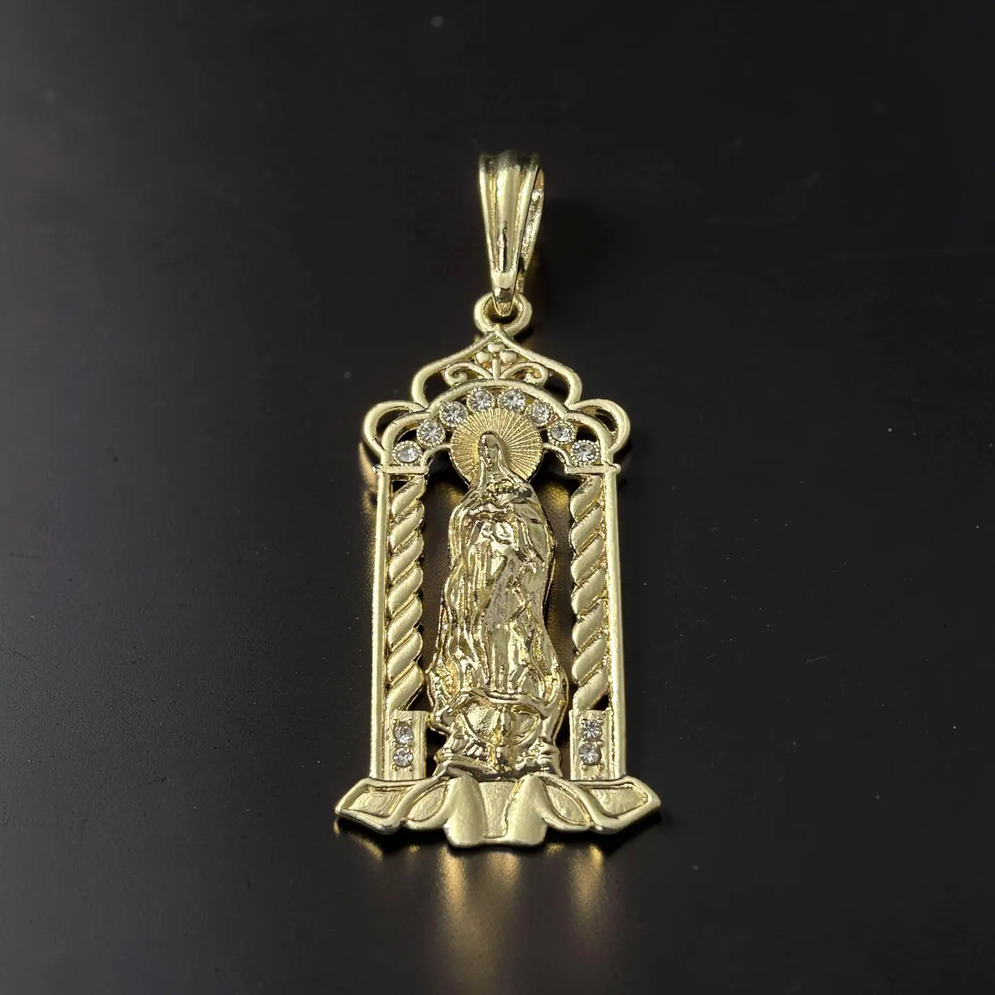 14K Gold Filled Our Lady Guadalupe CZ Pendant – Religious Catholic Charm