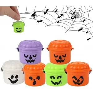 6-Piece Halloween Bucket Set, Halloween Pumpkin Bucket Decorations, Halloween Decorations, “Trick-or-Treat” Party Snacks and Props