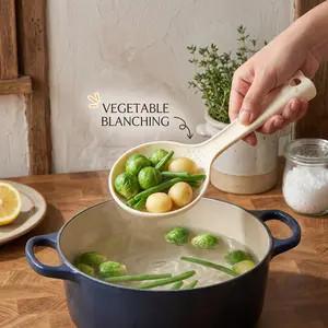 Multifunctional Non-Stick Rice Paddle & Egg Yolk Separator Suitable for Blanching, Straining, Grinding - Hanging/Standing Kitchen Tool with PP & Bowl, Space-Saving for, Vegetable Puree, Egg Separation