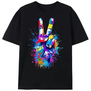 Vibrant Paint Drip Peace Sign Graphic Men's T-Shirt |   Unisex Artistic Street Style Apparel