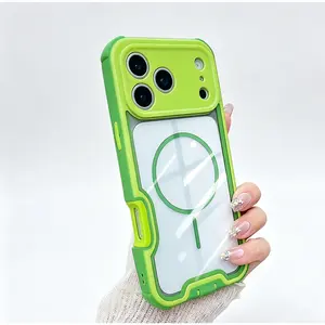 Shockproof Case for iPhone 17 Pro Max 16, 15, 14, 13, 12, 11 Magnetic Phone Case  Military Grade Drop Protection, MagSafe Compatible, Rugged Clear Cover with Colorful Bumper summervibes
