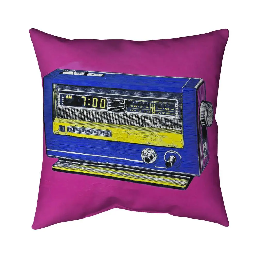 360 stand 18x18 in. Vintage Radio Graphic Polyester Print Throw Pillow - UV Resistant, Indoor/Outdoor Home Decor, Bedroom Decorative Accessories for Blue Bedrooms, Durable Cushions, Fabric Cushion, Cozy Corner