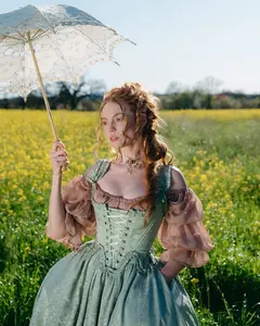 Mint Green Floral 18th Century Stays