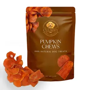 Ellabby Pumpkin Chews 6oz - 100% All Natural Gently Dehydrated Pumpkin Slices for Dogs, Grain-Free, Low Calorie, High Fiber, Digestive Support, Crunching Slices