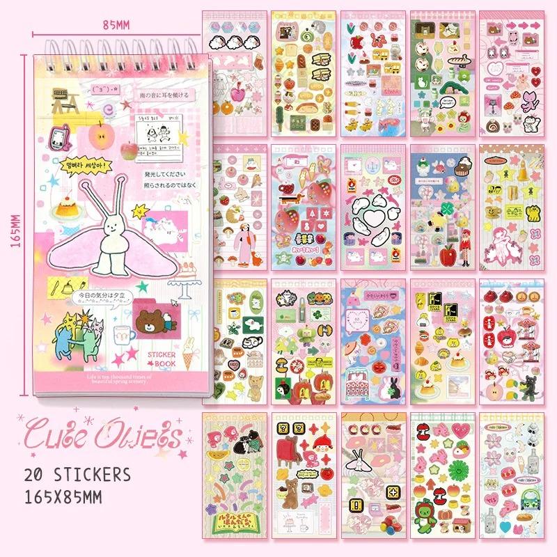 20 Sheets Cute Cartoon Sticker Book – INS Style Cute Stickers for Journaling,Junk Journal, Scrapbooking,DIY Crafts,planner sticker set,TikTokShopJumpstartSale