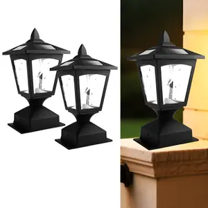 2 Pack Solar Post Cap Lights for 4x4 Wood Fence - Waterproof Outdoor LED Deck Lights with Glass Top, Auto On/Off Dusk to Dawn, Warm White for Patio, Garden, Pathway, Yard & Porch Decor
