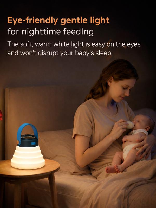 Foldable multi-color changing night lightwith 7 lighting colors,  Type-C rechargeable design.It creates immersive ambient lighting, andthis portable night light is suitable forbedrooms, outdoor camping and use as abedside lamp.