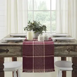 Exton Burgundy Plaid Table Runner