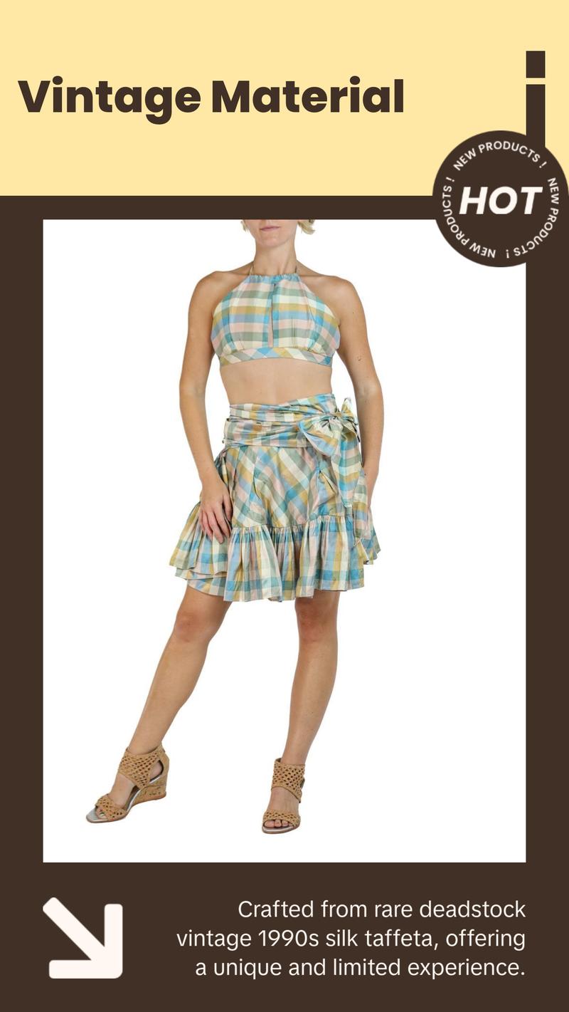 Morphew Collection Mixed Pastels Silk Taffeta Plaid Denise Dress