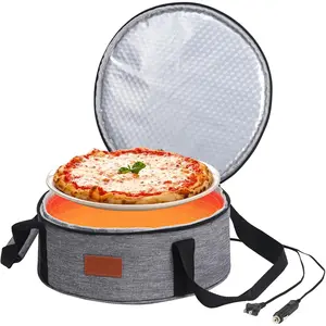 Round  Warmer Electric Casserole Carrier - Large Heated Lunch Bag for  , 12V/24V/110V, Thermos for hot  for Potluck Cookouts Parties Picnic,Pie Carrier Bag