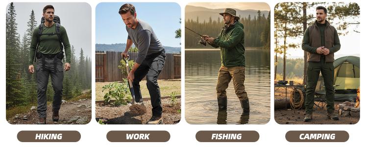Men’s Tactical Pants – Stretch Waterproof Fabric, Single Pack, Durable Cargo Pants for Hiking, Casual Wear, and Work, Multiple Pockets (Belt Not Included)