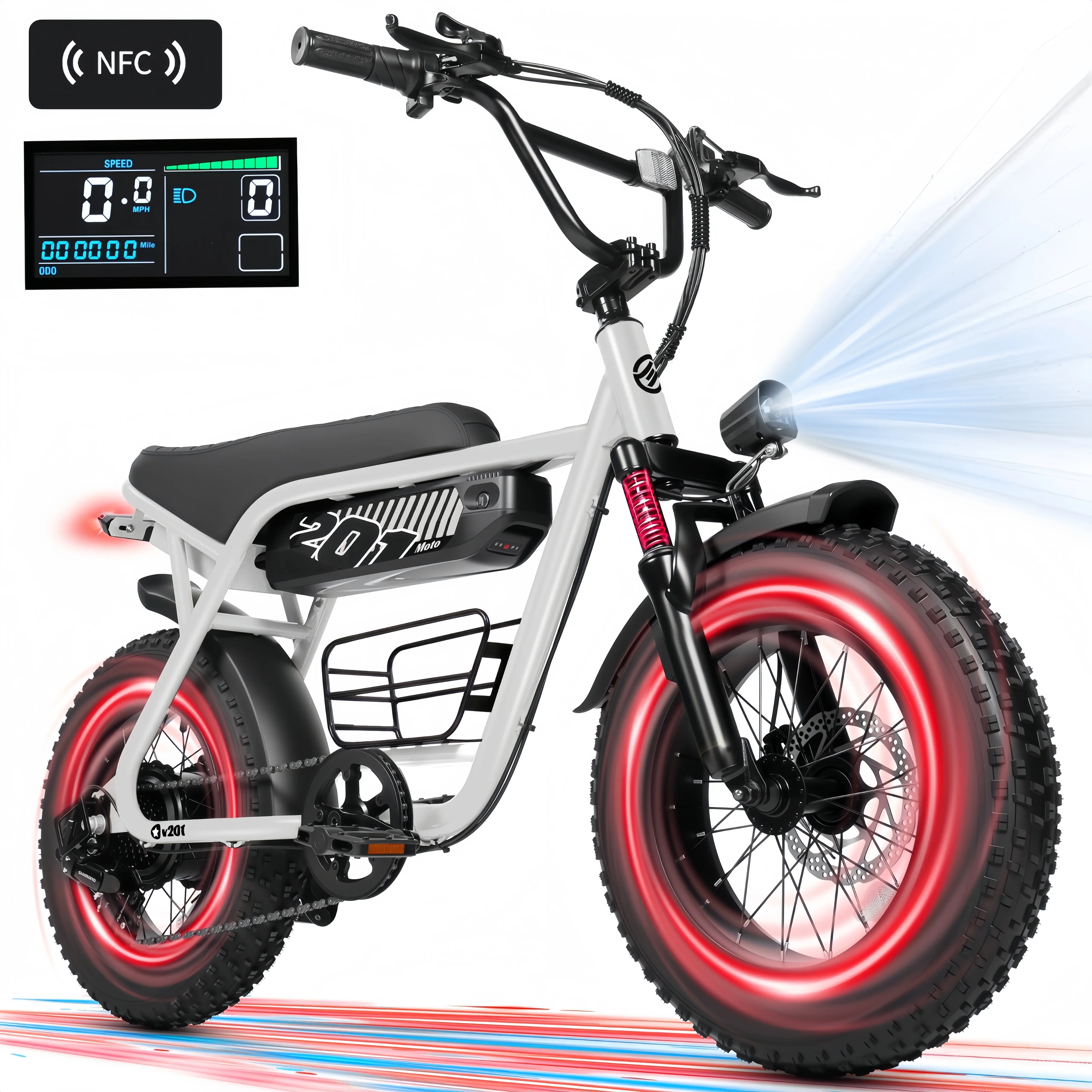 ESKUTE V101/V201 Fat Tire Electric Bike for Adults & Teens | 1500W Peak 28-34MPH Ebike, Up to 40-60 Miles Range | dual suspension All-Terrain Off-Road Commuter, NFC | Back to School & Camping