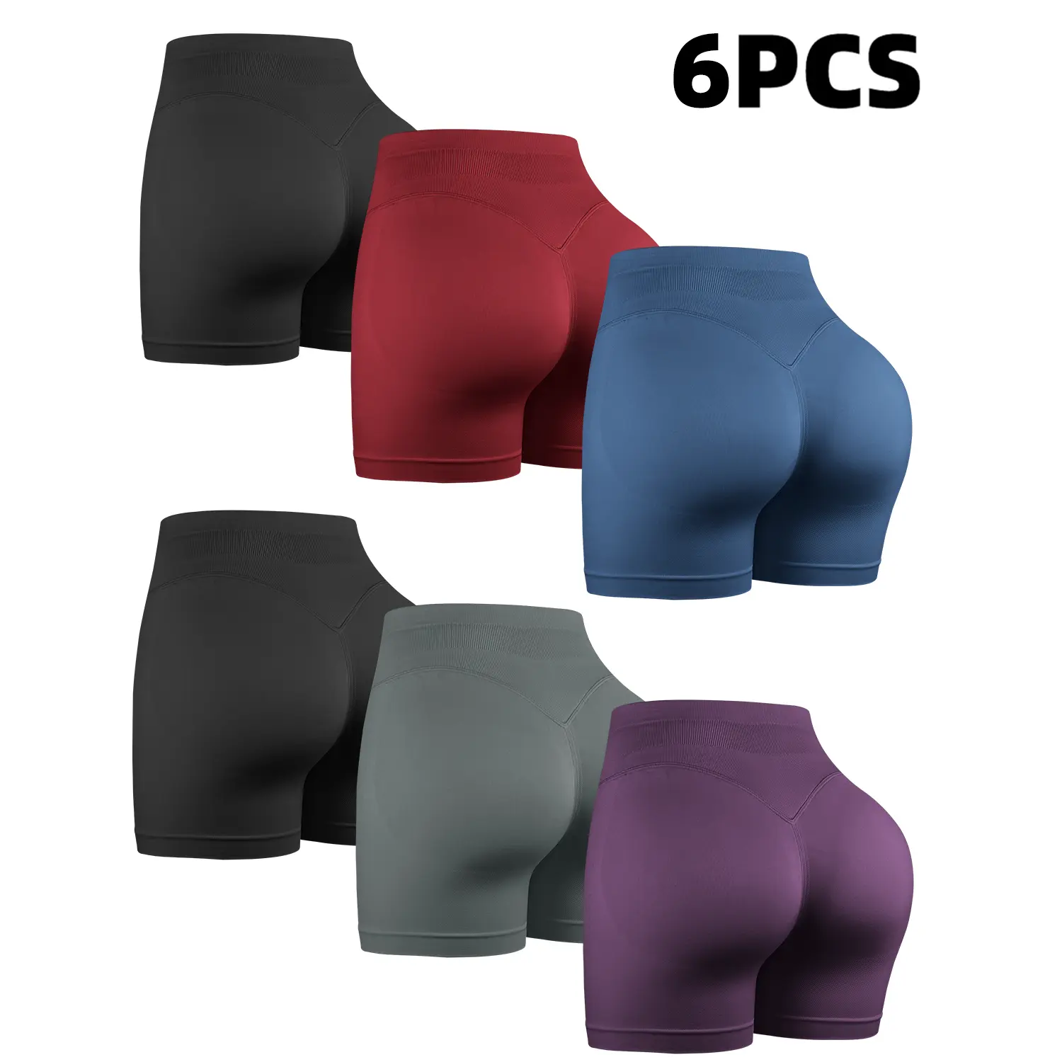 6PCS-2Black+Gray+Navy+Purple+Red