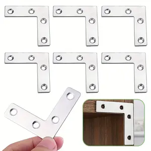 50pcs Stainless Steel L-Type Flat Plate Angle Brackets, Fixed Connectors for Cabinet Making, Wood Frame Connections, Durable Fasteners