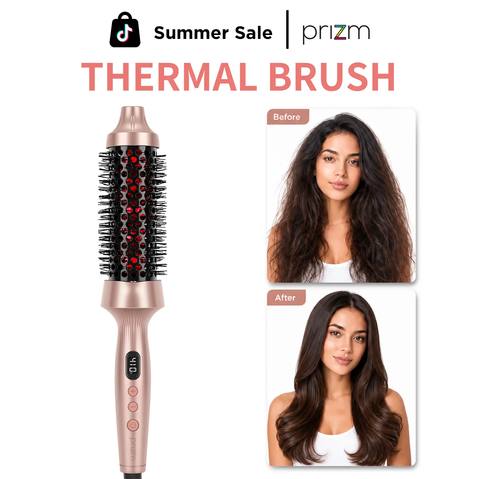 【UPGRADE】1.5 Inch Thermal Blowout Curling Brush – Smooth Blowout & Long-Lasting Waves with Negative Ionic Technology, Dual Voltage，Heated Round Brush for Smooth Style & Natural Waves，Easy to Use Valentine's Day Gift Idear for Women Hair Styling Kit