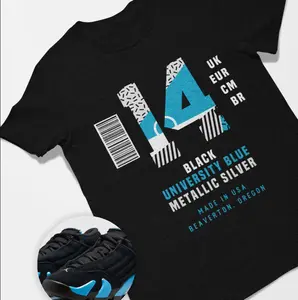 Sneaker Label AJ 14 University Blue Matching Sneaker Tee Shirt Black