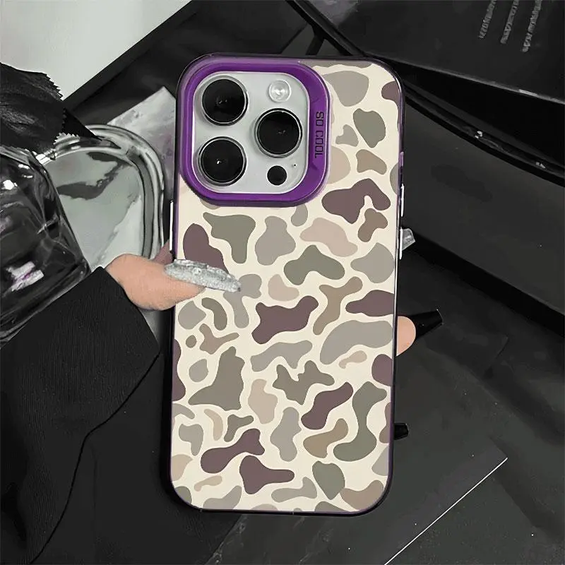 Custom Handheld Camo Pattern Shockproof Smartphone Case for iPhone X, Xs Max, 11, 12, 13, 14, 15, 16 Pro Max Plus, 16e, 17 Series - Affordable Vintage Sitka Durable Cover with Flowers & Butterfly Design