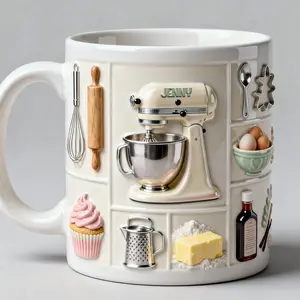 Personalized Baking Mug 2D Printed 3D Effect “Sweet Baker” Coffee Cup Custom Name Unique Baking Design for Bakers Baking Lovers Kitchen Hobby Keepsake Gift Idea Birthday Holiday Present for Her Him Baking Mug