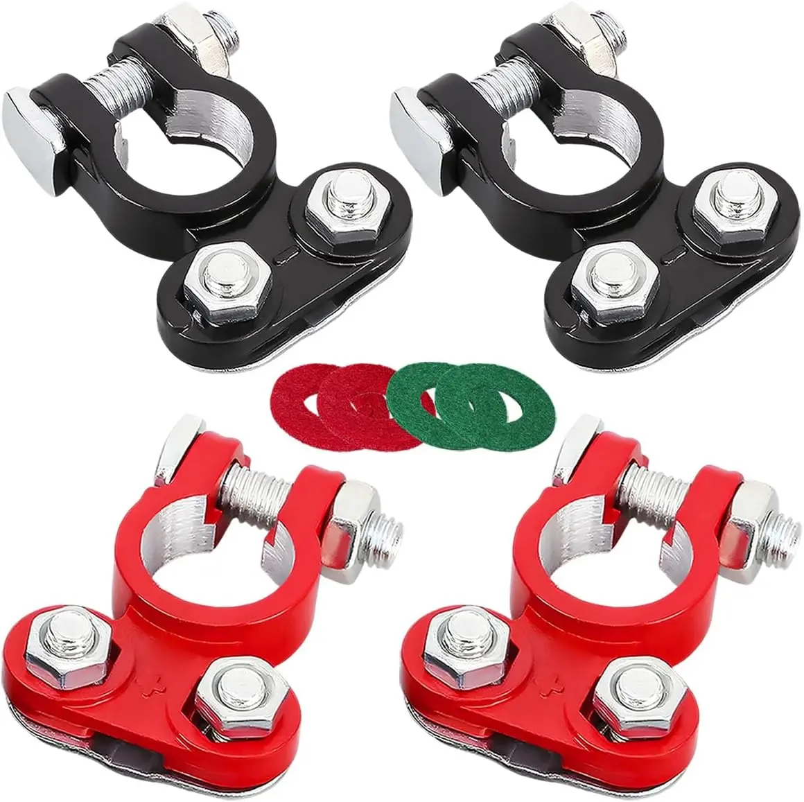 4 PCS Battery Terminal Connector, Anti Corrosion Car Battery Terminal Clamp Connectors, Adjustable Positive Negative Battery Post Connector, Replacement Car Accessories