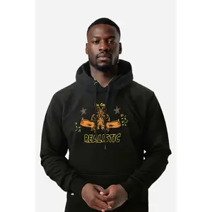 Realistic No Cap Streetwear Hoodie - Bold Graphic Design - Black