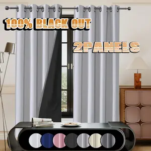 2 pieces, modern romantic minimalist style, polyester material film lining, 100% full blackout privacy curtains, top perforated hanging, suitable for bedrooms, dining rooms, living rooms, kitchens, balconies