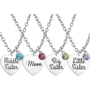 Mother Daughter Necklace Gift Set,Big Sis Middle Sis Lil Sis Mom Jewelry Necklace,Best Friends Necklaces