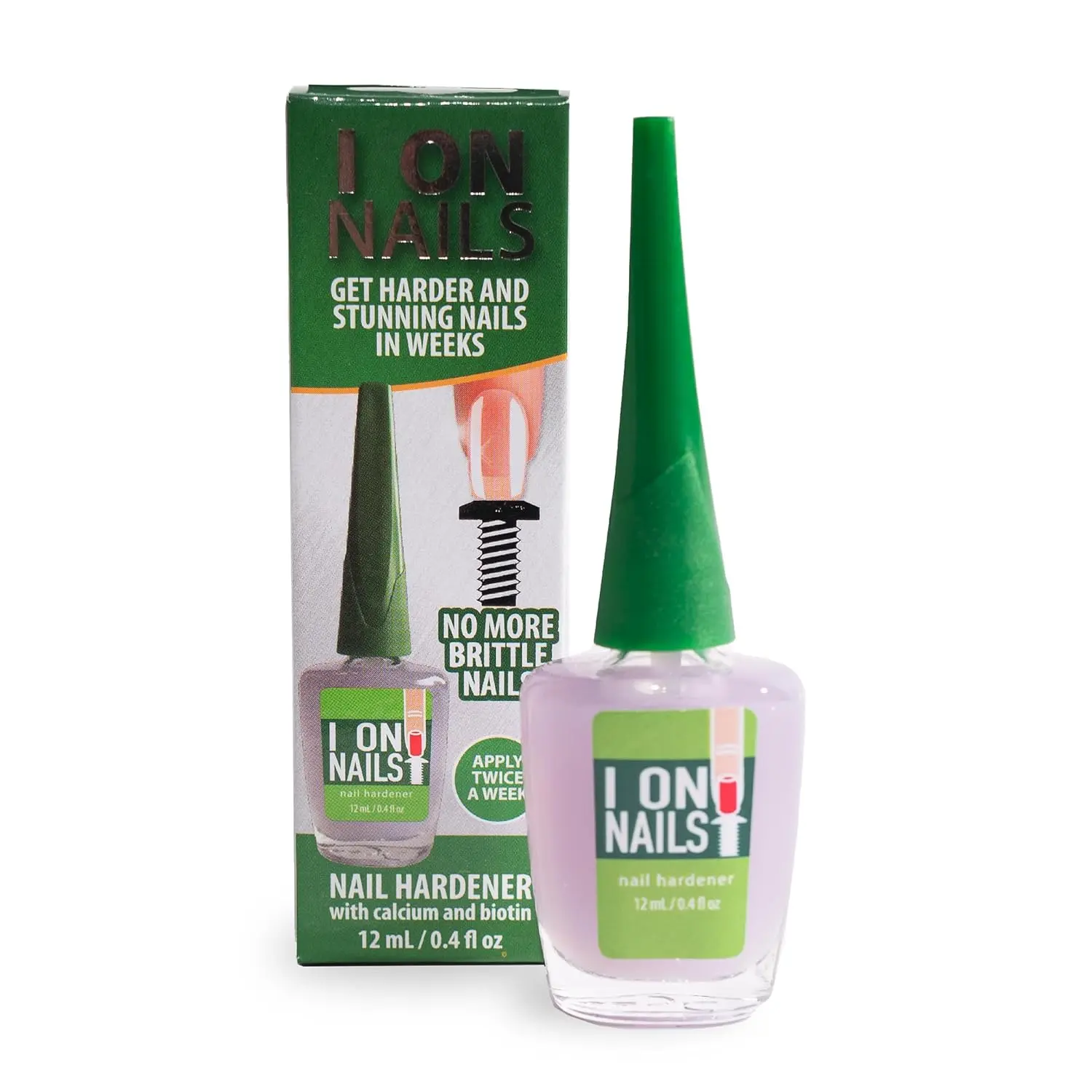 I ON NAILS Ultimate Nail Strengthener Growth & Repair Clear Polish Hardener Keratin Treatment for Damaged Nails Hard as Nails Elixir 12 mL