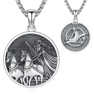Thanches Nyx Goddess Necklace 925 Sterling Silver Pendant Greek Mythology Black Starry Jewelry Symbolizing Mystery Power Amulet Perfect Trendy Gift for Women Men