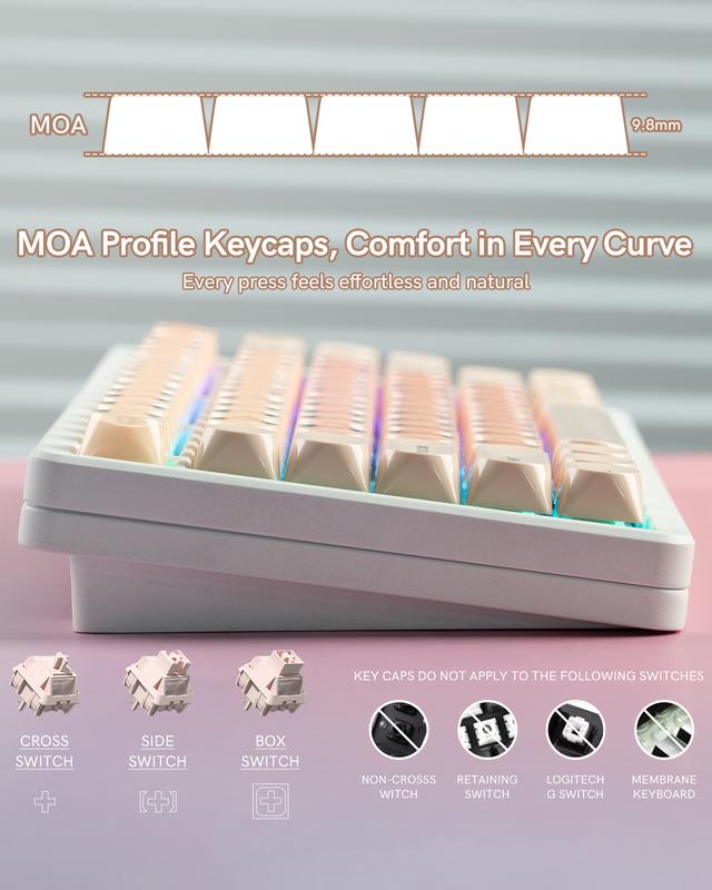 Womier PBT Keycaps MOA Profile for US layout Mechnical Keyboard，128 Keys Double-Shot Keycap