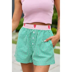 Madison Green Striped Seersucker Boxer Shorts