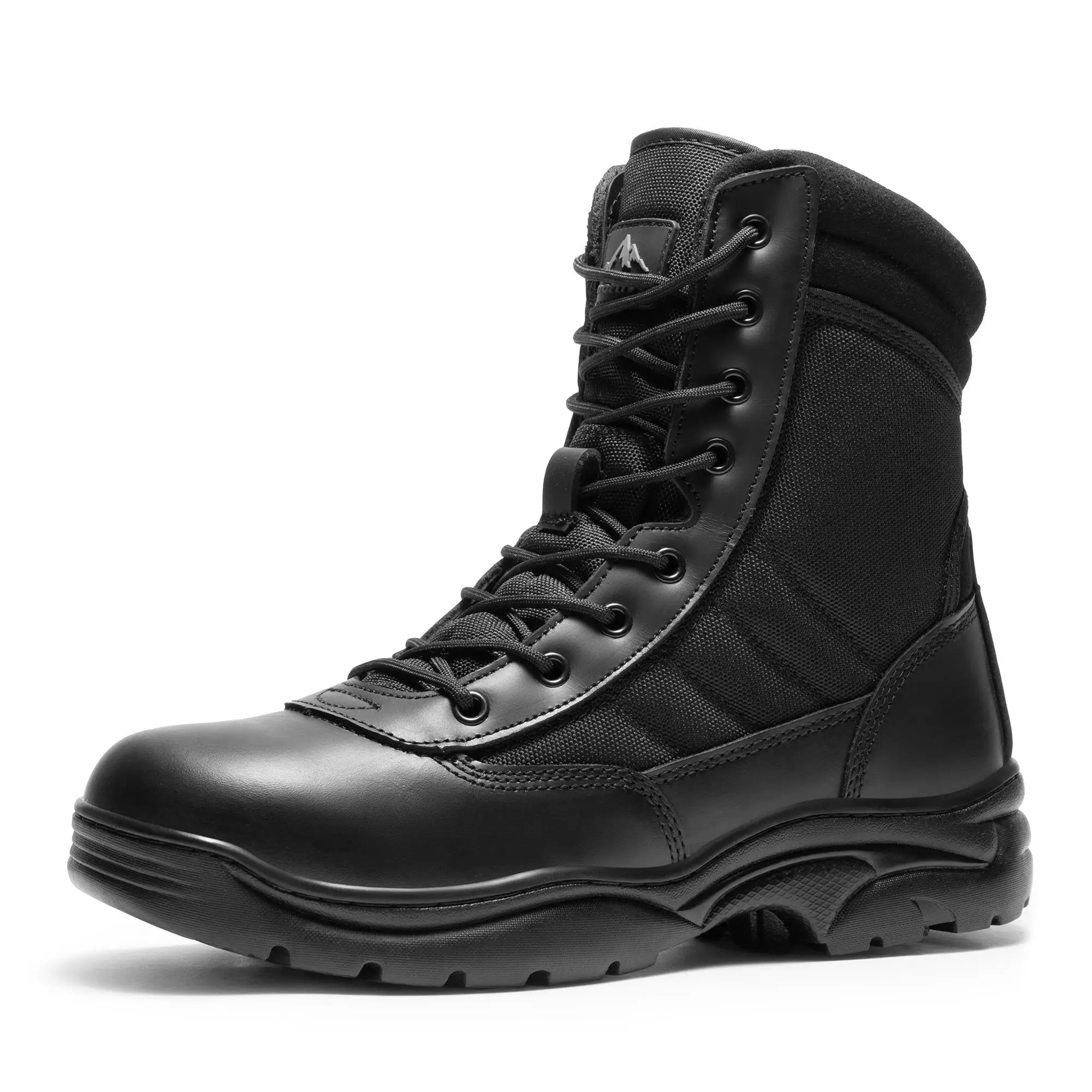 NORTIV 8 TROOPER Men's Military Tactical Worker Boots - Breathable, Lightweight, Soft Leather, Round Toe Black Boots for Men and work boots for men Wa