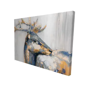 360 stand Golden Deer Wall Artwork - 36x48 in. Artistic Nature Wildlife Print, Home Decor for Bedroom, Decoration