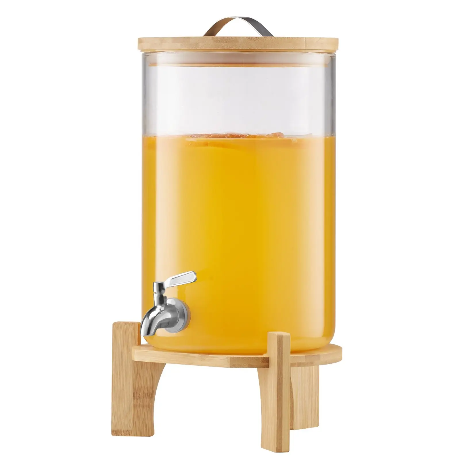2.2 Gallon Glass Beverage Dispenser For Parties With Stand, Clear Drink Server For Outdoor Gatherings And Home Bar, For Lemonade, Iced Tea, Water, Juices, Easy Pour Spigot, Reusable Durable Kitchen Accessory